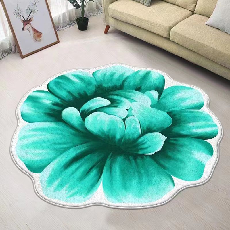 Orange Flower Carpet Polyester Simple Carpet Non-Slip Backing Carpet for Living Room