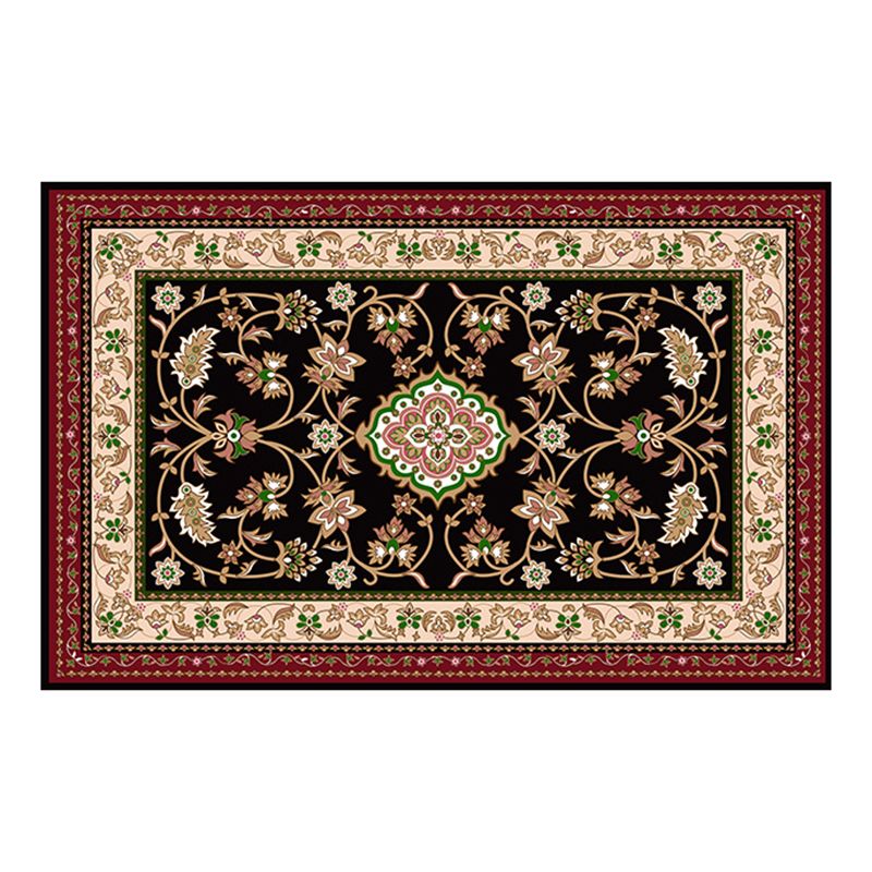 Dark Brown Bohemia Rug Polyester Graphic Rug Stain Resistant Rug for Living Room