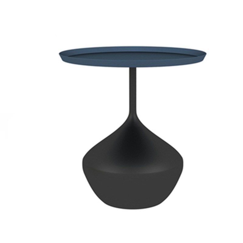 Modern Single Pedestal Base Solid Color Metal Round End Table