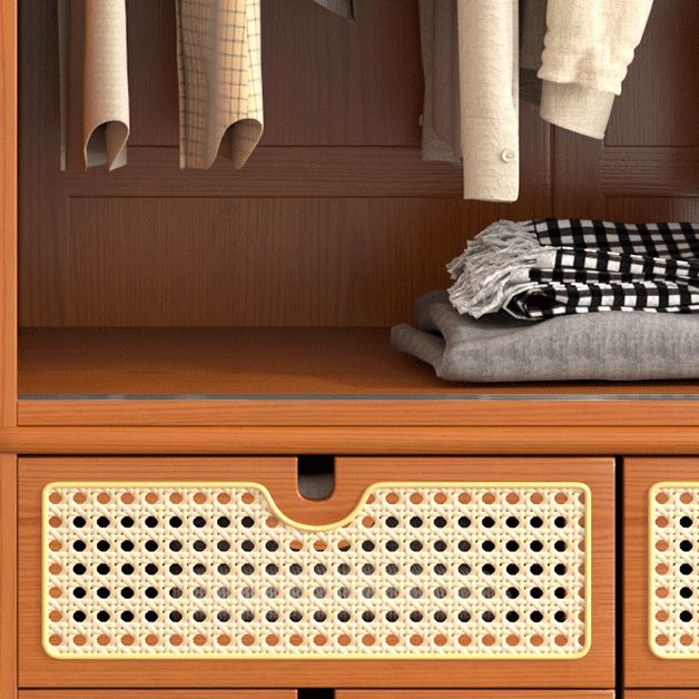 Contemporary Solid Wood Wardrobe Cabinet 2 Sliding Doors Sliding with Drawer