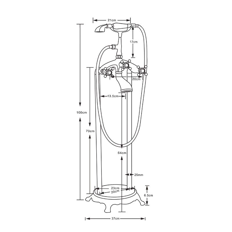 Traditional Style Freestanding Tub Filler Copper Floor Mount Freestanding Tub Filler