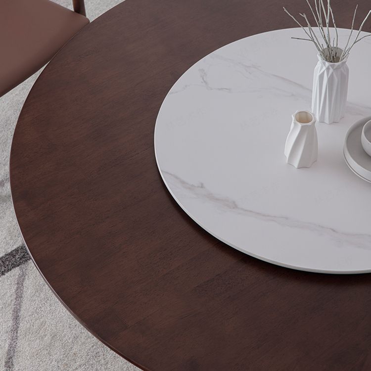 Modern Style Home Solid Wood Dining Table Round Shape Table with Single Pedestal