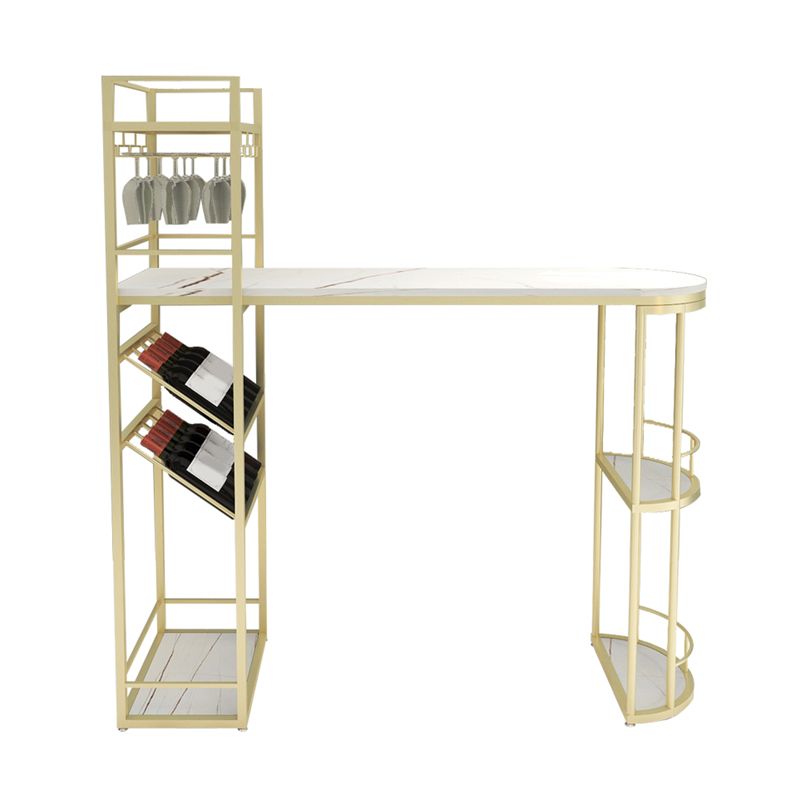 Glam Style Bar Table Set 1/2 Pcs White Granite Bar Table Set for Living Room