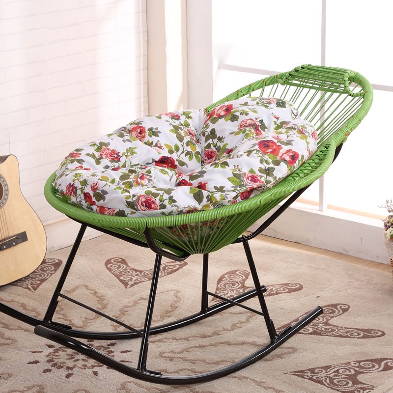 Contemporary Rocking Chair Wicker Wing Chair Back Solid Color Indoor Rocking Chair