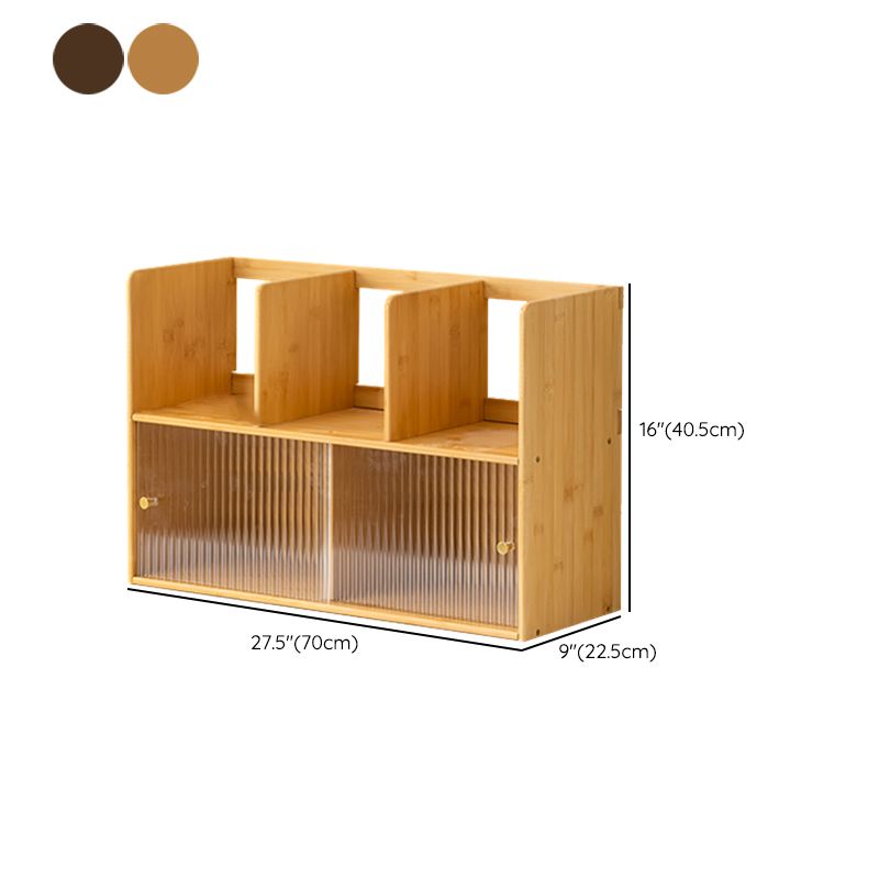 Contemporary Closed Back Bookcase Bamboo Horizontal Bookshelf with Doors