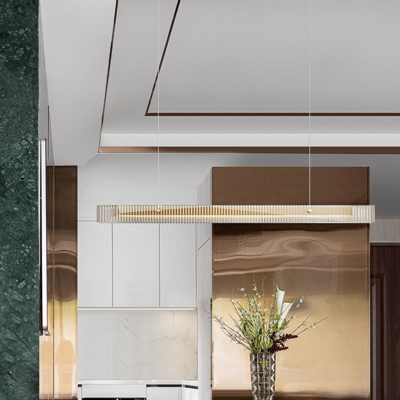 Moderna isla simple de metal rectangular en forma rectangular 1 Light Island Light para restaurante