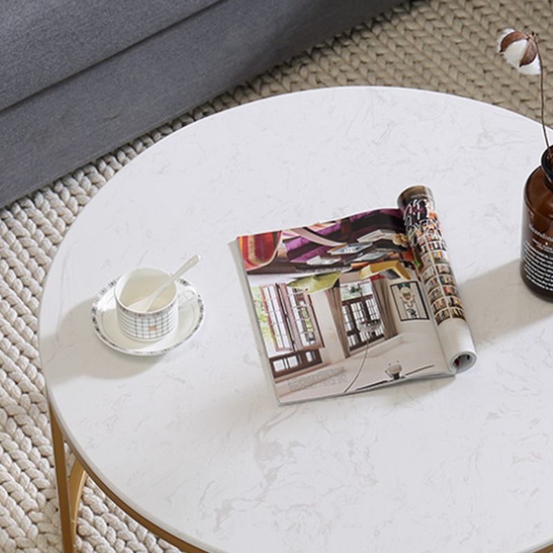 Metal Glam Fram Gold Base Coffee Table Stone Top Cocktail Table