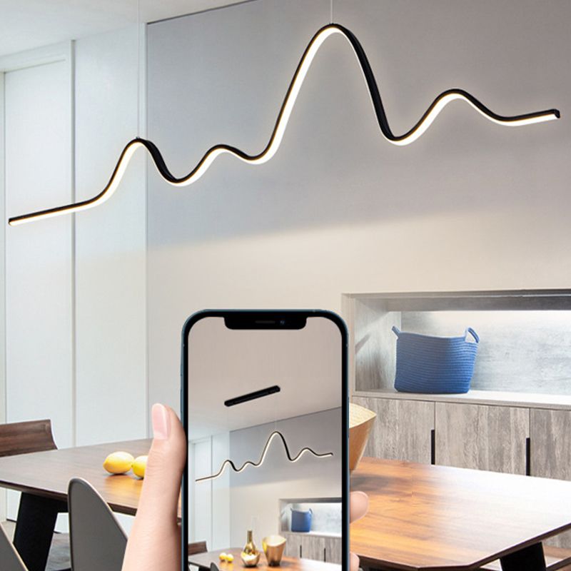Golden/Black Kitchen Island Lighting Modern Linear LED Ceiling Light for Foyer