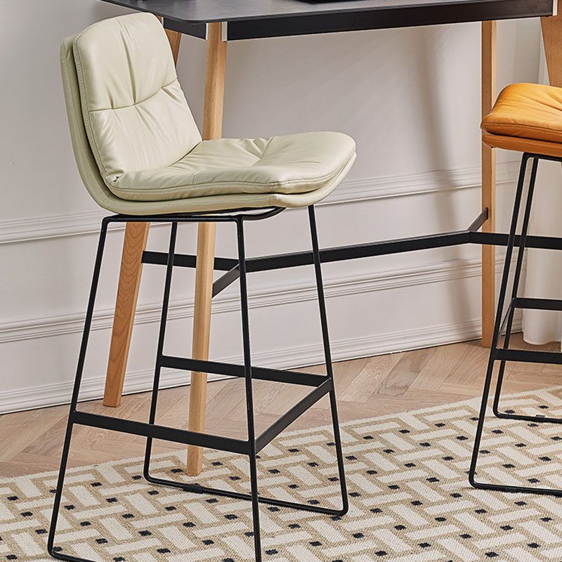 Scandinavian Matte Finish Upholstered Barstool Footrest Coffee Shop Stool