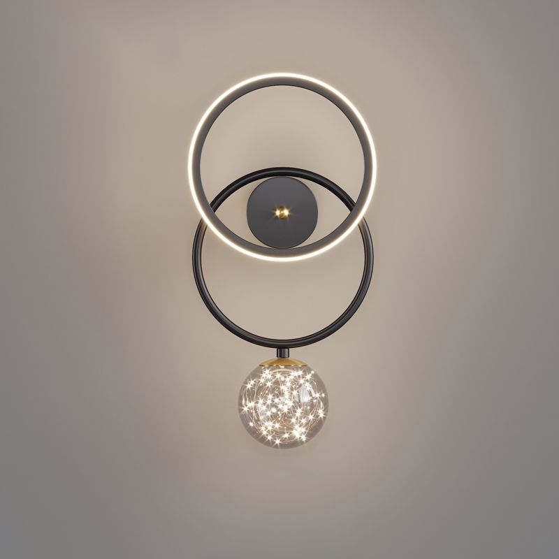 Glass Round Shape Wall Light Modern Style 2-Lights Wall Mount Light Fixture