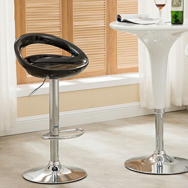 Modern Adjustable Backrest Counter Stool Steel Business Hall Bar Stool with Plastic Seat
