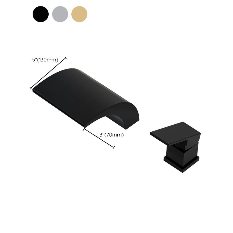 Modern Deck Mounted Metal Tub Filler Low Arc Faucet in Black/Gold