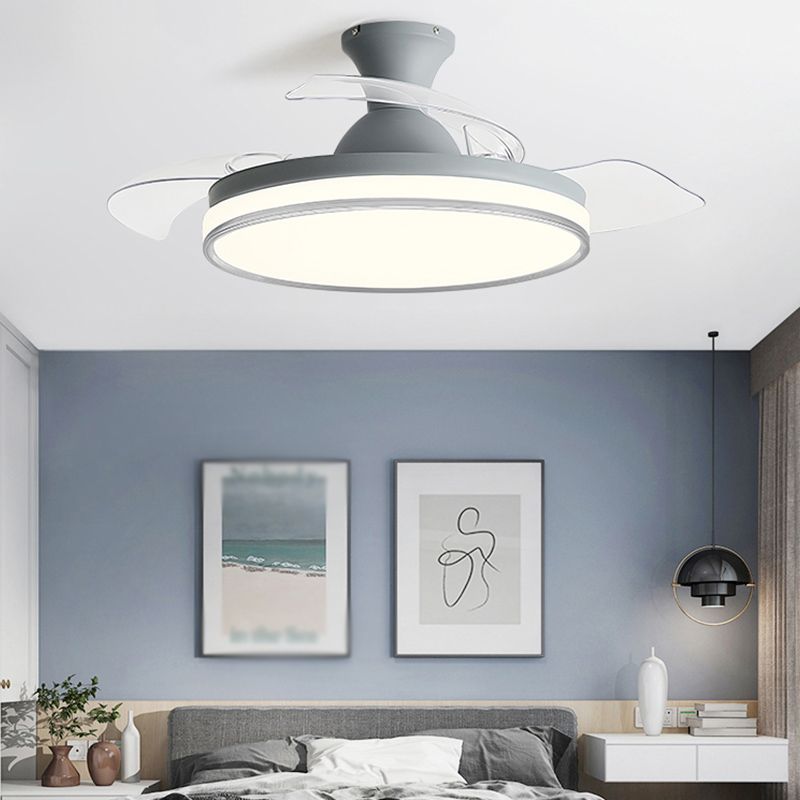 LAME MODERNE INVISIBLE FAN lampe à manger Circulaire LED Semi Flush Plafond Light