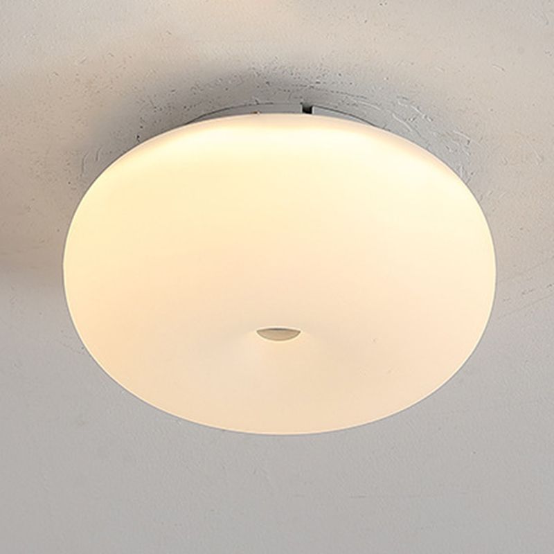 Contemporary Ceiling Flush in Cream White Metal and Acrylic Flush Mount