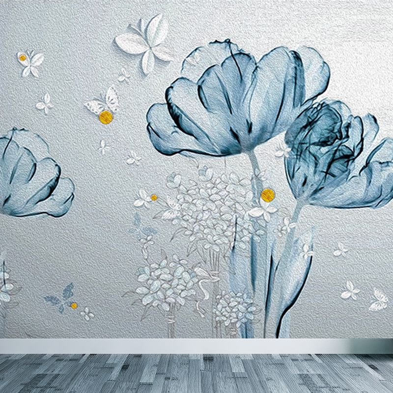Whole Flower Mural Wallpaper Moisture Resistant Contemporary  Bedroom Wall Decor
