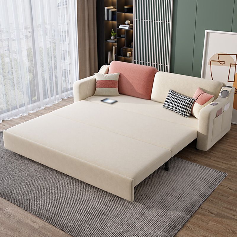 Convertible Sofa Bed with Storage Velvet Sloped Arm Futon Sofa Bed