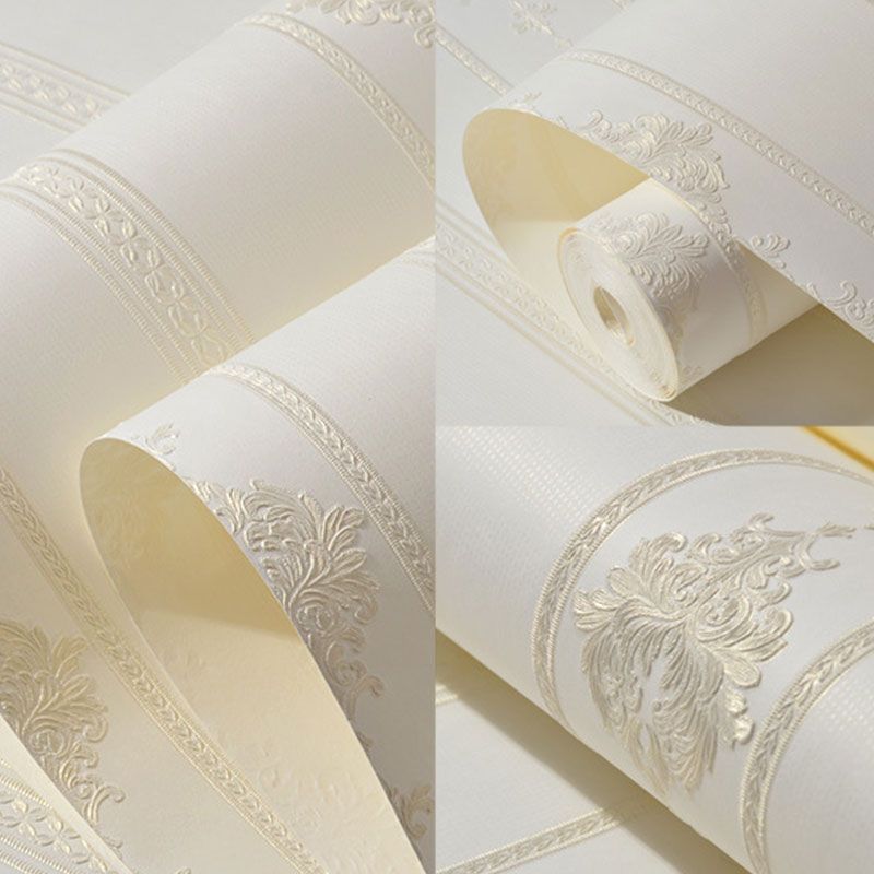 Rouleau de papier peint floral 19,5 pi x 20,5 po pour décoration intérieure, revêtement mural à rayures de couleur naturelle, autocollant