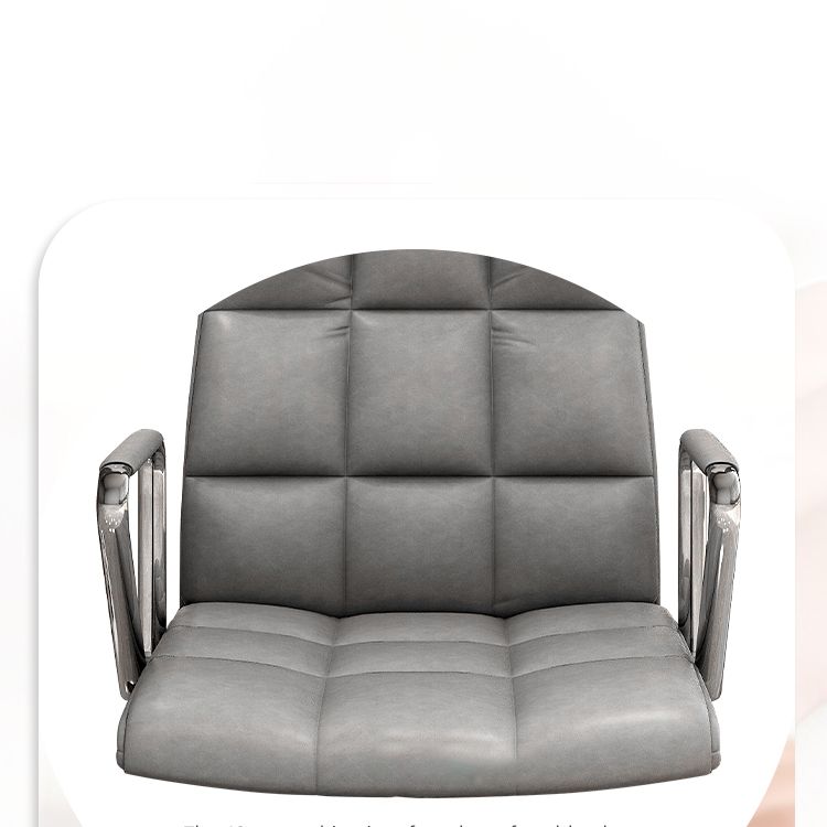 Modern Fixed Arms Desk Chair Faux Leather Mid Back Office Chair