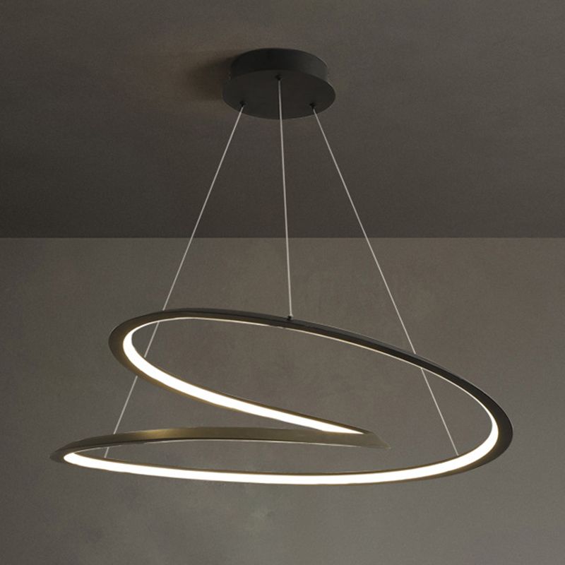 Modern LED Pendant Light Fixture Twisted Suspended Lighting Fixture with Acrylic Shade
