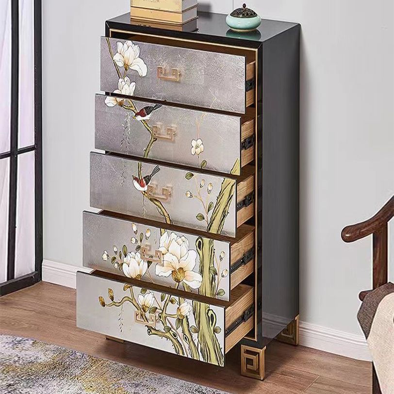 Traditional Storage Chest Solid Wood Dresser with 5 Drawers , 15.6 Inch Width