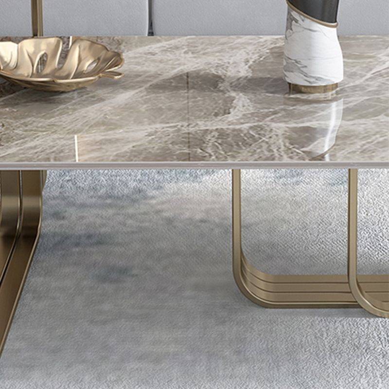 Glam Rectangle Cocktail Table Single Stone Top Coffee Cocktail Table