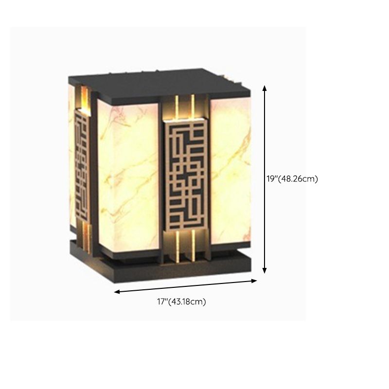 Rectangle Shape Metal Waterproof Pillar Lamp Modern 1 Light Outdoor Light in Black
