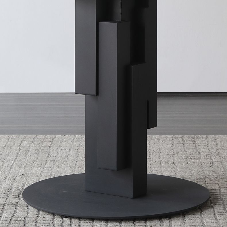 Modern Round Dinette Set 1/4/5/7 Pieces Black Dining Table Set with Sintered Stone Top