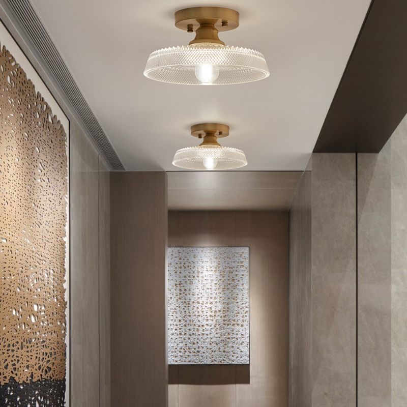 One-Light Vintage Ceiling Light Brass Metal Ceiling Mounted Fixture