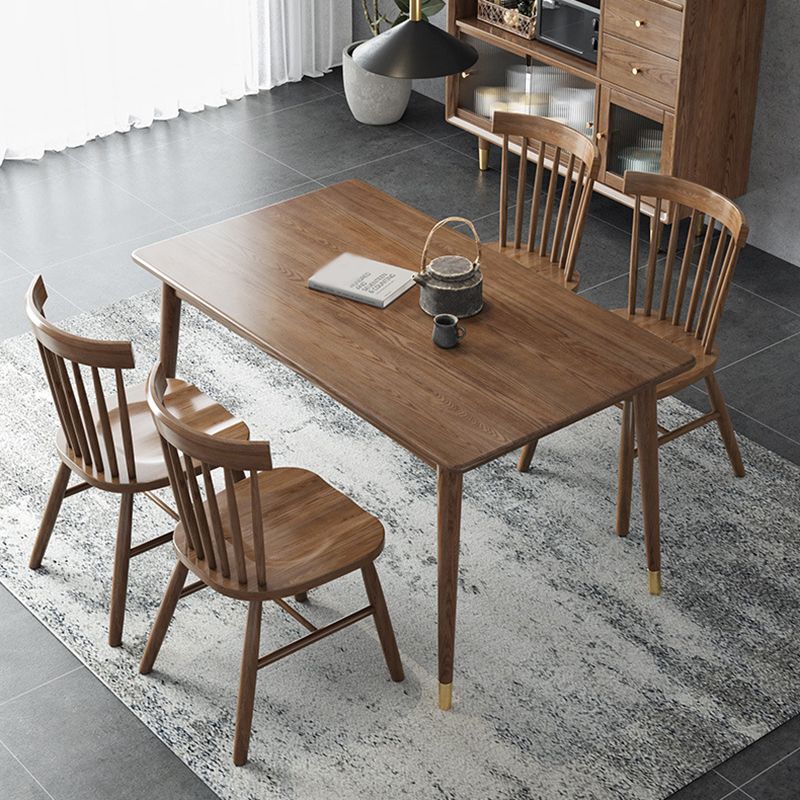 Traditional Luxury Rectangle Dining Room Table Ash Solid Wood Table with 4 Legs
