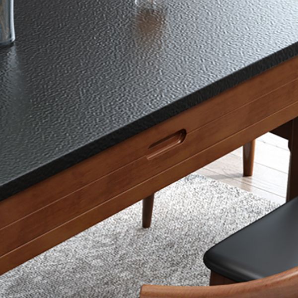 Modern Stone Scalable Dining Table Solid Wood Leg for Dining Room