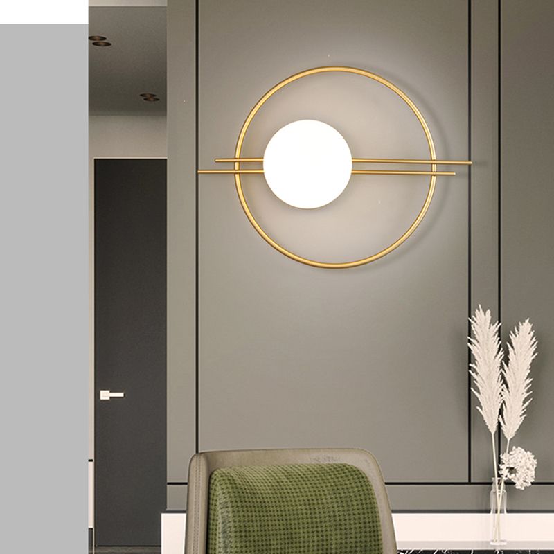 Sphere Sconce Light Modern Style Single Bulb Wall Lamp with White Glass Shade for Bedroom