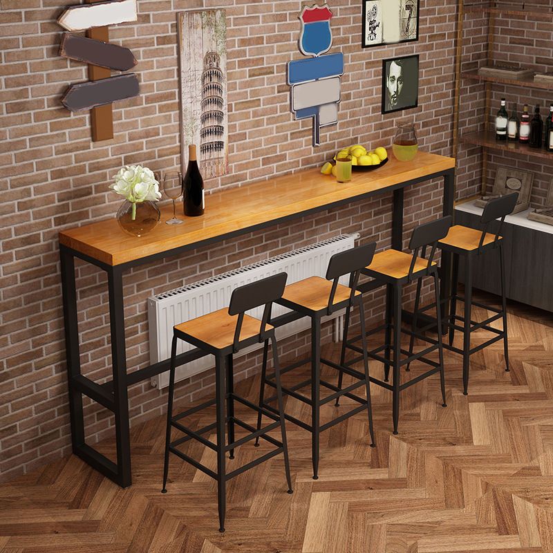 Contemporary Rectangle Bar Set 1/5 Pieces Solid Wood Pub Dining Set for Dining Room