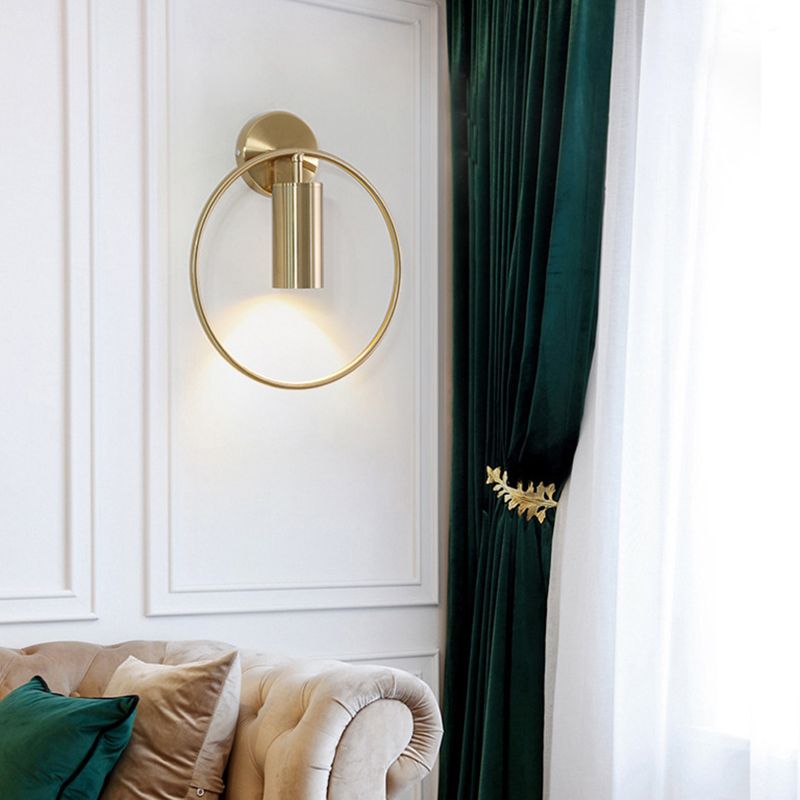 Modern Style Circle Shape Wall Sconce Metal 1 Light Sconces for Bedroom