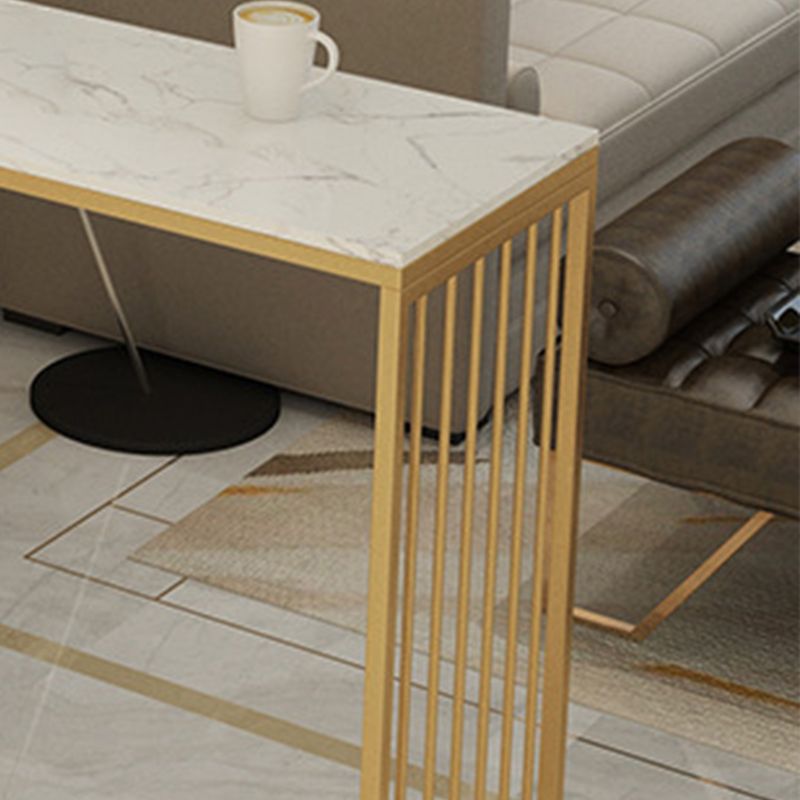 Modern Bar-height Table Faux Marble Top Bistro Pub Table with 2 Shelves