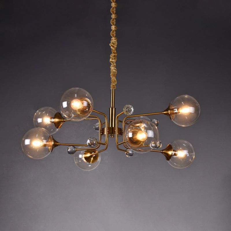 Modern Chandelier Metal Globe-Shaped Chandelier with Shade for Dining Room