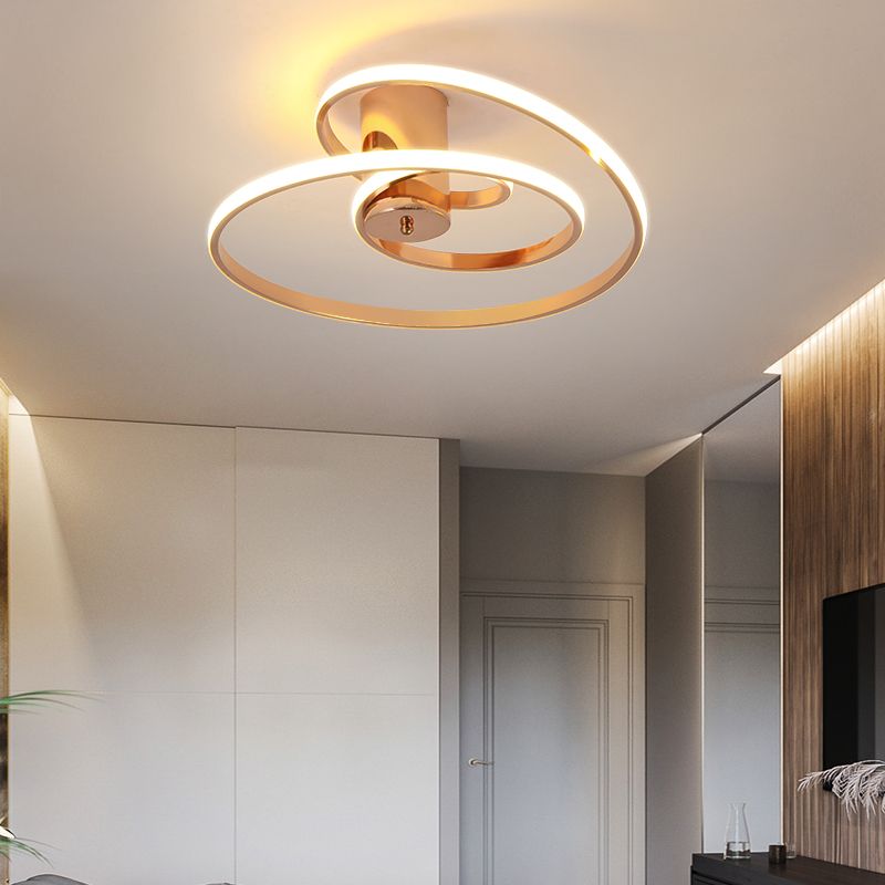 Nordic Linear Ceiling Light Aluminum Gold LED Flush Mount Light for Living Room