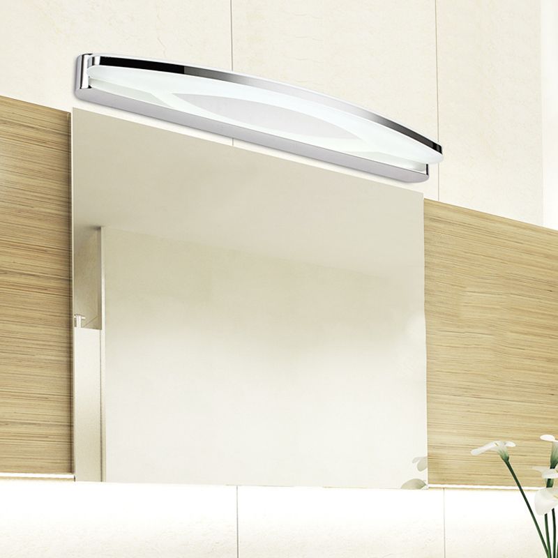 Modernism Slim Metal Vanity Lighting with Oval Shade 15"/21" Dia LED Wall Light Sconce in Chrome, Warm/White Light