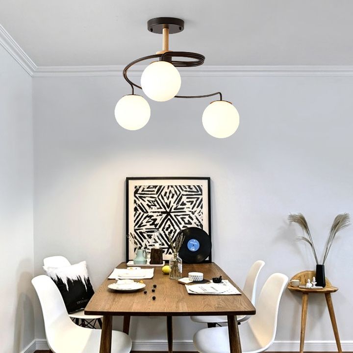 Simple Macron Chandelier Glass Multi Head Pendant Lighting Fixtures for Bedroom