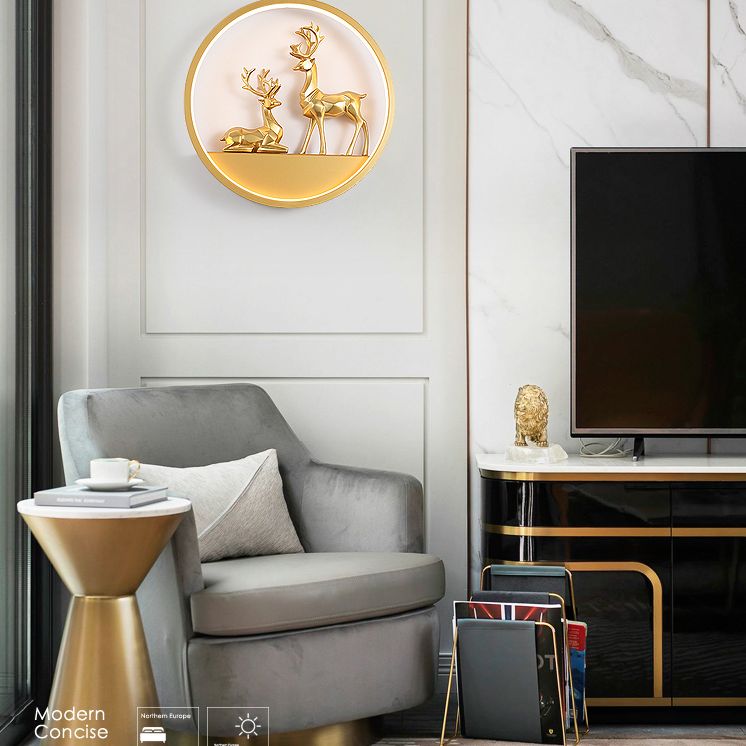 Illuminazione a parete in metallo contemporanea 1 cerchio di luce per la camera da letto