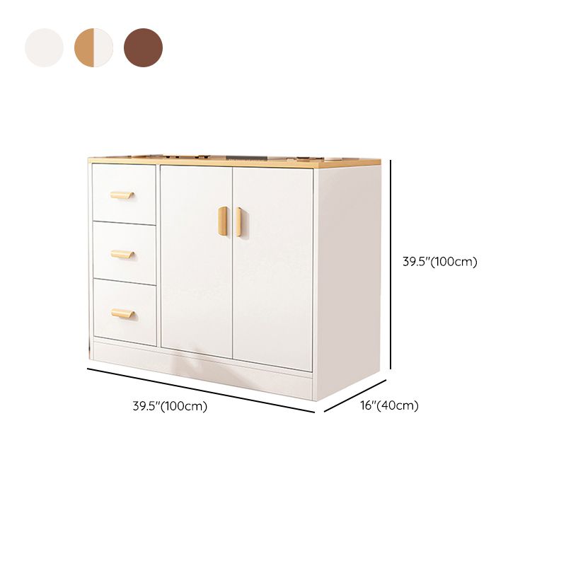 Modern Rectangle Accent Cabinet Bar Pulls Accent Cabinet with Drawer
