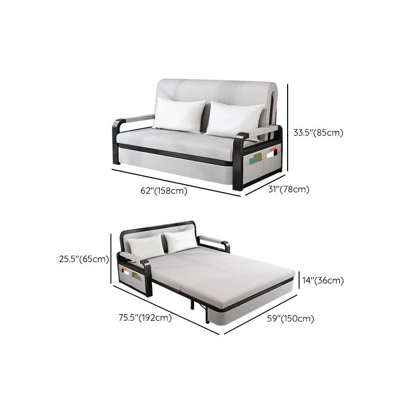Modern Futon Sofa Bed Fabric with Storage Cushion Back Square Arms Sleeper Sofa