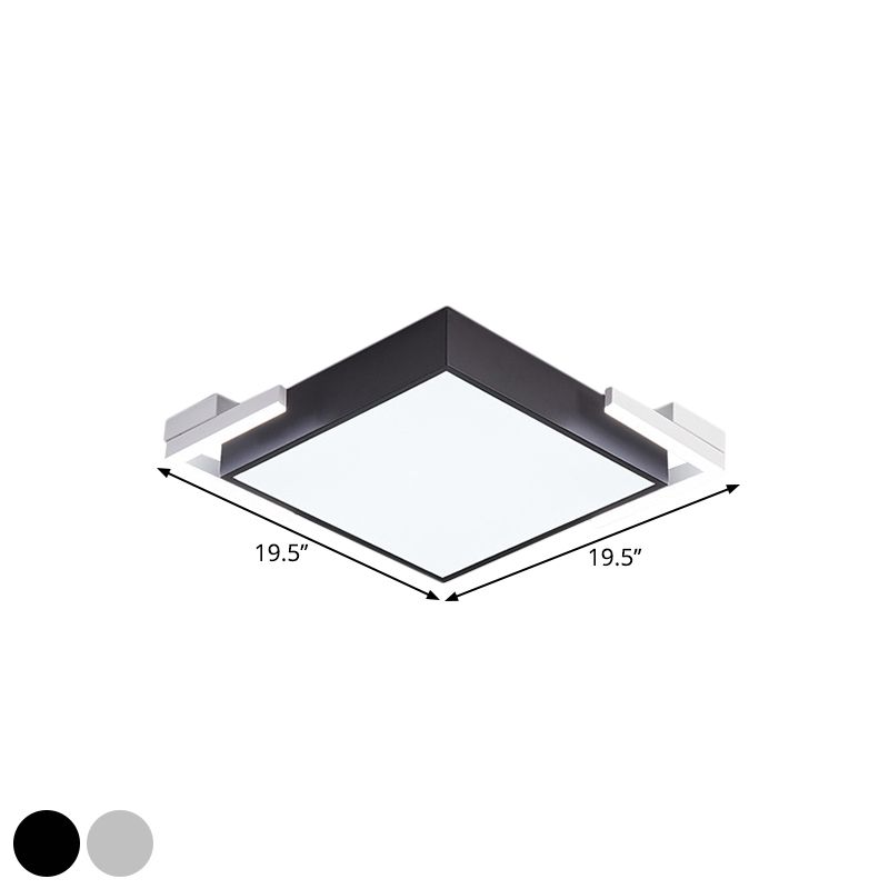 Lampada a soffitto metallico quadrata moderna illuminazione a filo a LED in bianco/nero in luce calda/bianca, larghezza 19,5 "/23,5"
