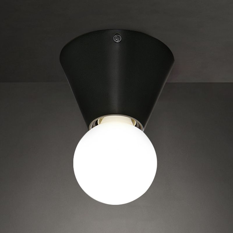 Glass Ball Shade Flush Mount in Black / Gold Brass Ceiling Flush