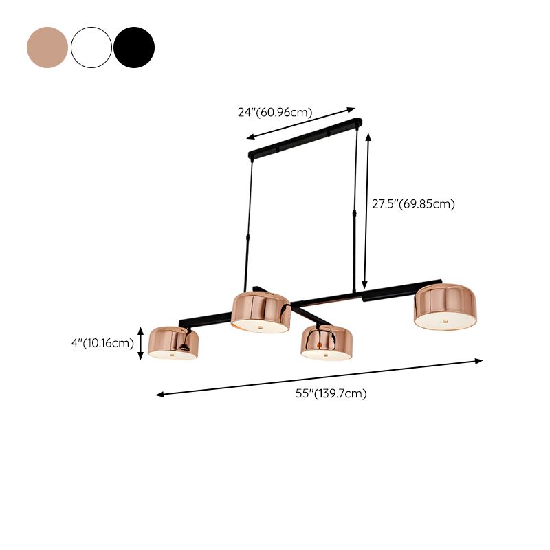 Linear Shape Chandelier Lighting Modern Style 4 Lights Island Lamp for Living Room
