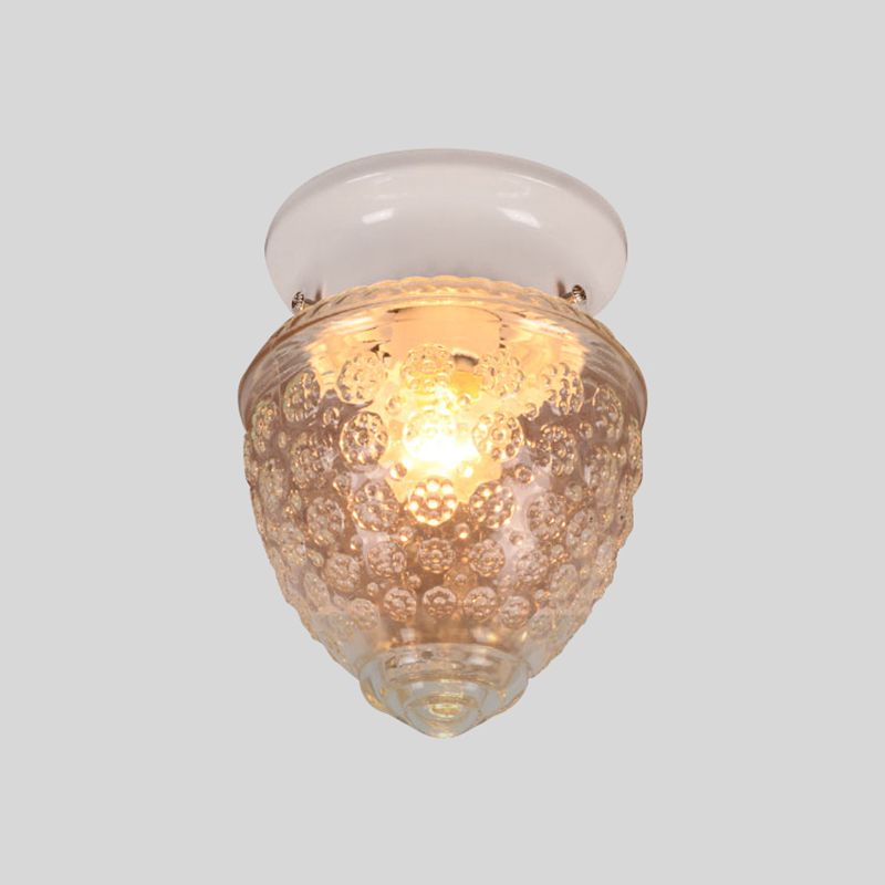 Acorn Shape Flush Mount Modernist Clear Glass 1 Light White/Black Flush Mount Light Fixture