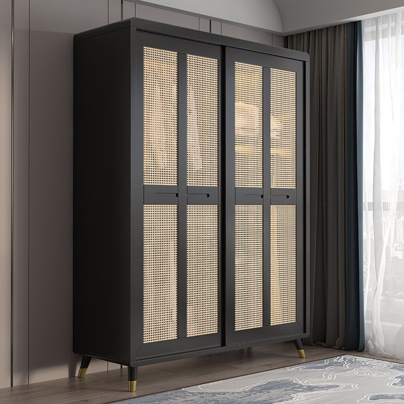 Rubberwood Wardrobe Closet Sliding Contemporary Wardrobe Armoire