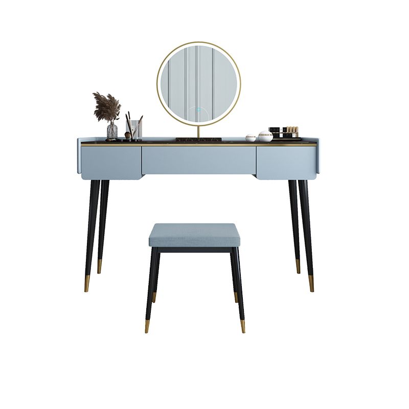 Glam Wooden Frame Dressing Table Slate Top Vanity with Drawers