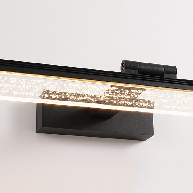 Linear Metal Wall Sconce Modern Style 1 Light Mirror Wall Mount Light Fixture in Black
