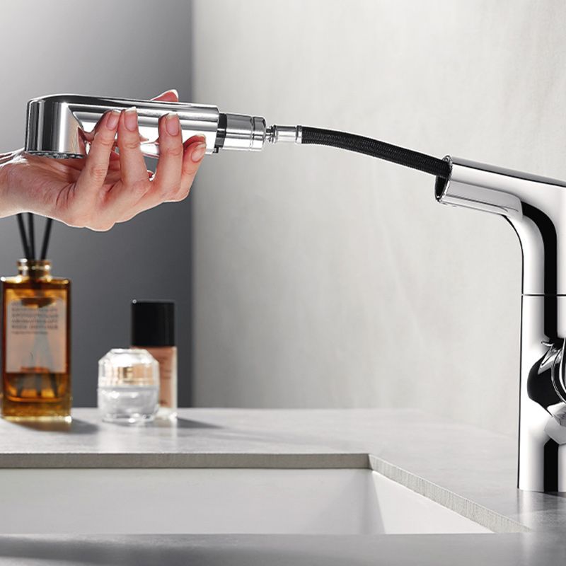 Lever Handles Sink Faucet Single Hole Chrome Brass Bathroom Sink Faucet