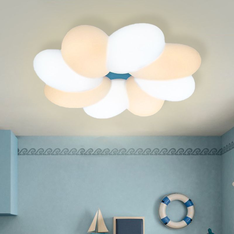 Acrylic Flower Flush Lighting Modern 18"/22" Wide LED White Ceiling Lamp Fixture for Child Bedroom, Warm/White Light